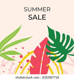 Abstract floral background designs, summer sale, social media promotional content. Vector illustration