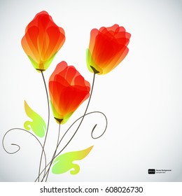 Abstract floral background, elegant tulips flowers. Vector border.