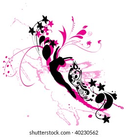 Abstract floral background, element for design in pink