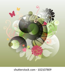 abstract floral background, floral elements with abstract shapes