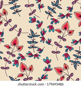 abstract floral background. Endless floral pattern. Plant elements. Full color seamless pattern. Use as a fill pattern, backdrop, seamless texture.