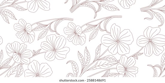 Abstract floral background with flower hand draw seamless pattern. matisse style.