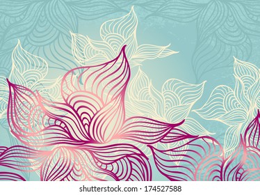 Abstract floral Background with flowers   grunge in blur color hand draw