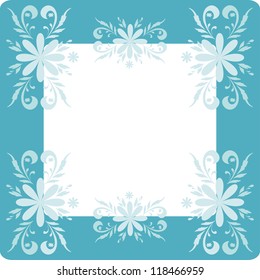 Abstract floral background with flowers silhouettes and frame. Vector