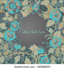 Abstract floral background with frame and space for text - vector