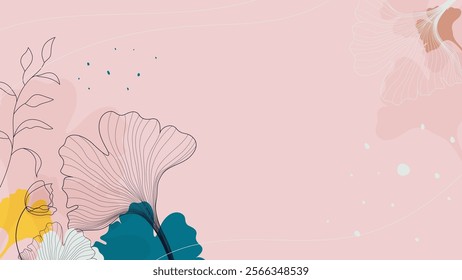 abstract floral background with ginkgo leaves and color spot