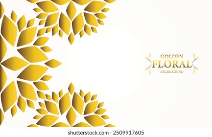 Abstract floral background with gold leaves. Vector illustration for your design.