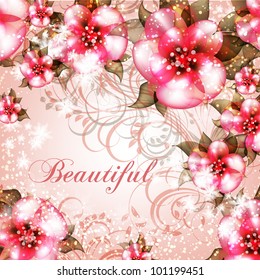 abstract floral background. Greeting card in grunge or retro style. Elegance pattern with flowers roses, floral illustration in vintage style Valentine