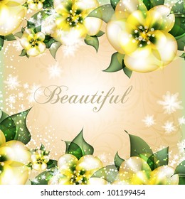 abstract floral background. Greeting card in grunge or retro style. Elegance pattern with flowers roses, floral illustration in vintage style Valentine