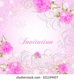 abstract floral background. Greeting card in grunge or retro style. Elegance pattern with flowers roses, floral illustration in vintage style Valentine