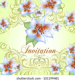 abstract floral background. Greeting card in grunge or retro style. Elegance pattern with flowers roses, floral illustration in vintage style Valentine