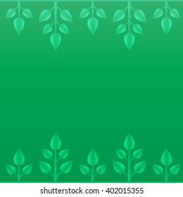 Abstract floral background with growing sprout. Leaves elements design on green background. Vector illustration.