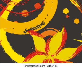 Abstract floral background with grunge elements.