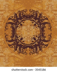 abstract floral background &  grunge medallion for text,vector illustration