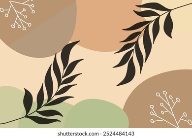 Fundo floral abstrato com folhas desenhadas à mão. Ilustração vetorial para seu design. 