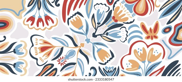 Abstract floral background, hand-drawn in soft colors. Floral ornament for decor, wallpapers, covers, cards and presentations