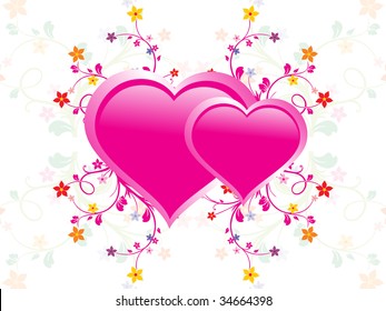 abstract floral background with heart shape vector