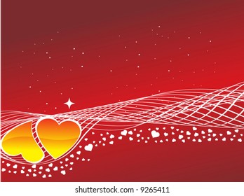 abstract floral background with hearts, vector illustration