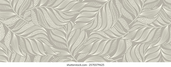 Abstract floral background with leaf seamless pattern with dotted flat style.