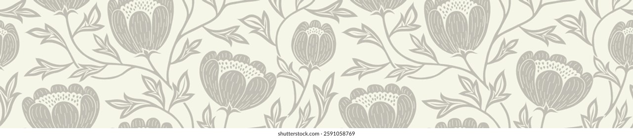 Abstract floral background with leaf seamless pattern with dotted flat style.
