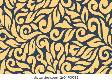 Abstract floral background with leaf seamless pattern.