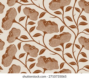 Fondo floral Abstractas con patrón de hojas sin fisuras con estilo plano punteado.	