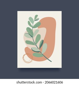 Abstract floral background with leaves. Home wall decor. Vector illustration