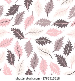 Abstract floral background with leaves seamless pattern. Repetitive vector illustration on transparent background. EPS 10.