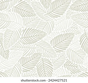 Abstract floral background with leaves seamless pattern. Tropical pattern, palm leaves seamless vector floral background.