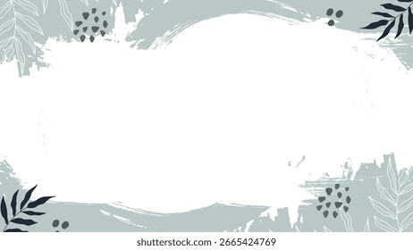 Abstract floral background with light grayish blue geometric shapes, dots and lines for presentation.
