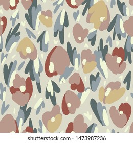 Abstract floral background made of tulip buds. Geometric shapes. Flowers seamless pattern. Fantasy florals. Textile and fabric design.