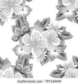 Abstract floral background. Monochrome seamless pattern. For design greeting cards, greeting card for Valentine's day, wedding, birthday, party, celebration, festival. Vector illustration.