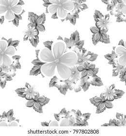 Abstract floral background. Monochrome seamless pattern. For design greeting cards, greeting card for Valentine's day, wedding, birthday, party, celebration, festival. Vector illustration.