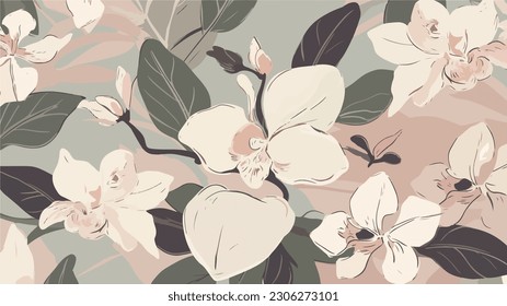 Abstract floral  background. Orchid flowers. Vector illustration design. 