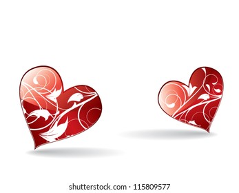 Abstract floral background with ornamental heart and swirls