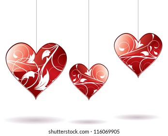 Abstract floral background with ornamental heart and swirls