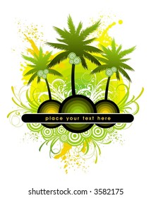 Abstract floral background with palms