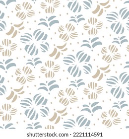 Abstract floral background. Pattern with hand-drawn flower for feminine products design. Delicate gray, pale beige texture on white backdrop for stylized botanical wallpaper. Nice picture by hand.