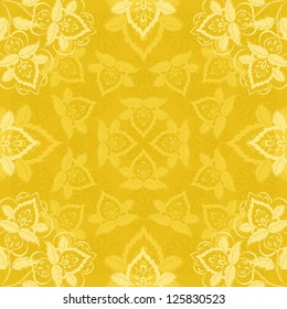 Abstract floral background, pattern with outline symbolical flowers and lines. Vector