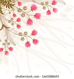  Abstract floral background. For printing on textiles, wrapping paper, postcards, notebooks and other purposes.                                                                                         