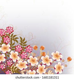  Abstract floral background. For printing on textiles, wrapping paper, postcards, notebooks and other purposes.                                                                                         