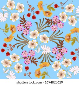  Abstract floral background. For printing on textiles, wrapping paper, postcards, notebooks and other purposes.                                                                                         