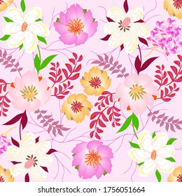  Abstract floral background. For printing on textiles, wrapping paper, postcards, notebooks and other purposes.                                                                                         