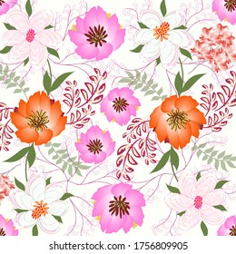  Abstract floral background. For printing on textiles, wrapping paper, postcards, notebooks and other purposes.                                                                                         