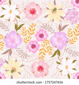  Abstract floral background. For printing on textiles, wrapping paper, postcards, notebooks and other purposes.                                                                                         