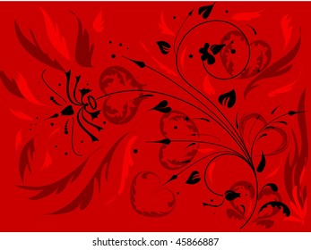 abstract floral background in red color