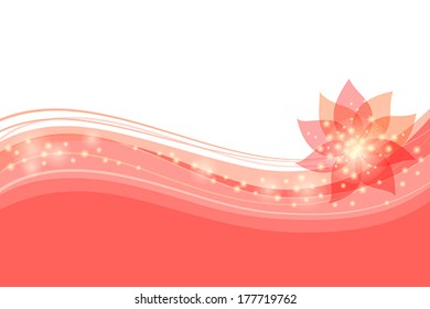  Abstract floral background with red flower and lines