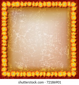 abstract floral background with red flowers on beige