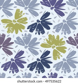 Abstract floral background in retro style. Hand drawn vector illustration