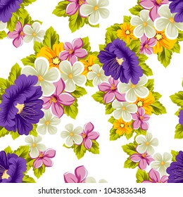 abstract floral background. Seamless pattern for your design of printed materials, prints, fabrics, websites. Vector illustration.